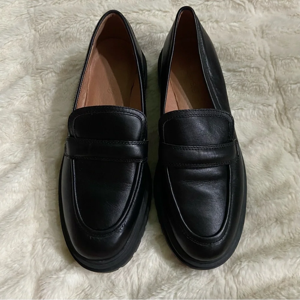 New! Madewell The Bradley Lugsole Loafer in Leather true black_8